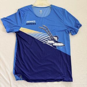 Rabbit HOKA One One Aggies Running Shirt Blue Graphic Performance Tee Men’s M MD